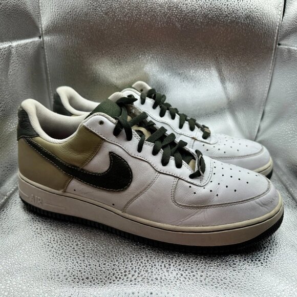 Size 13 Nike Air Force 1 '07‎ Mens White Dark Army Athletic Sneakers 315122-131